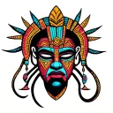 African mask tattoo design idea