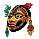 African mask tattoo design idea