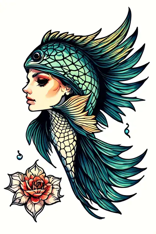 fish net tattoo design idea