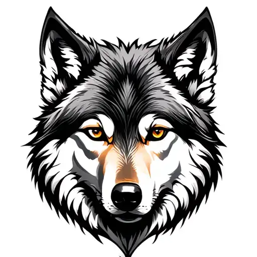 spirit animal wolf face tattoo design idea