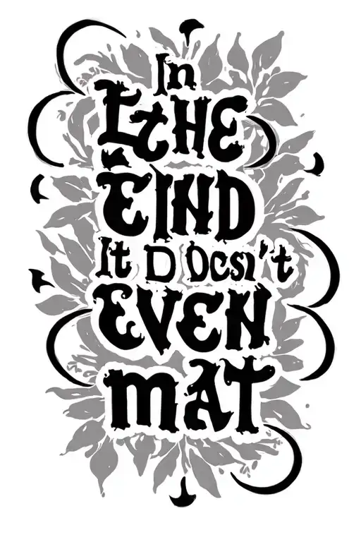"In the end it doesn't even mat" In the end it doesn't even matter tattoo design idea