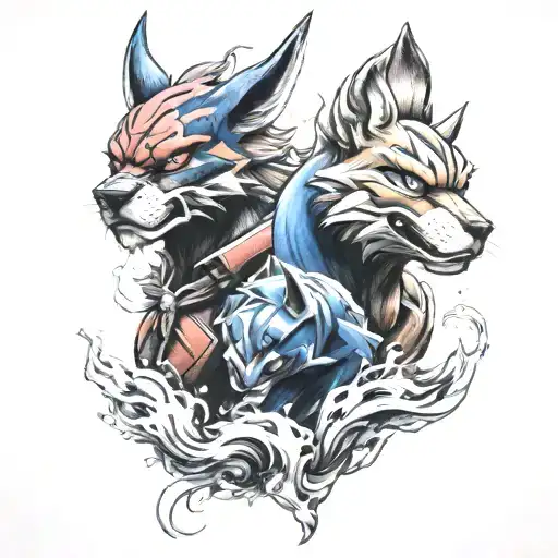 Incineroar and Lucario tattoo design idea