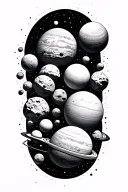 space planets, asteroids cool patterns tattoo design idea
