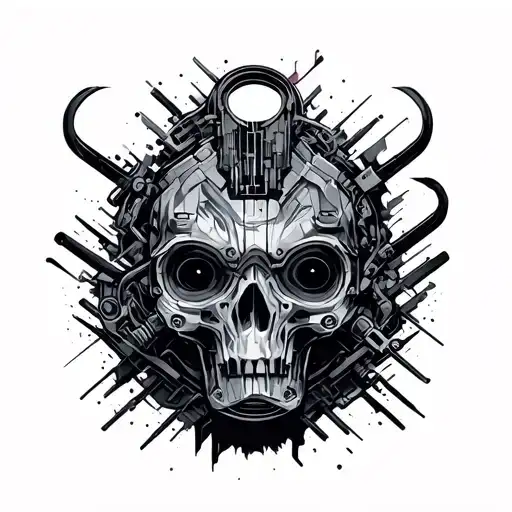 cyber sigilism with manual transmission pattern m a bunch of lines tattoo design idea