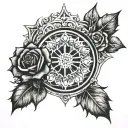 gothic rose window tattoo design idea