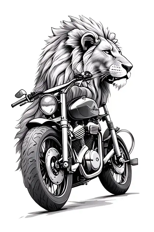lion and motor bike tattoo design idea
