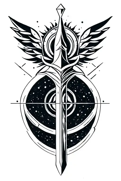 Air symbol incorporated, sword, chakras / energy centers. Aquarius symbol incorporated  tattoo design idea
