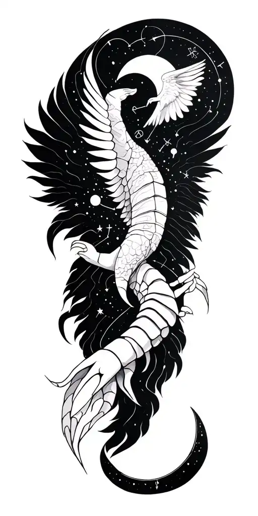 Sagittarius, Scorpio, Libra constellation intertwined tattoo design idea