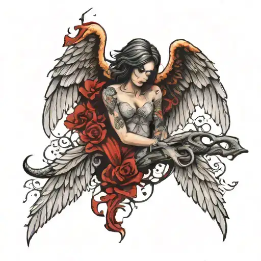 Pain Brings Purpose with Fallen Angel tattoo design idea