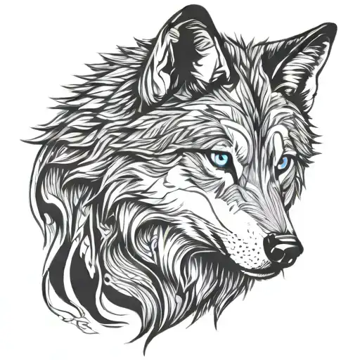 Wolf with Blue Eyes tattoo design idea