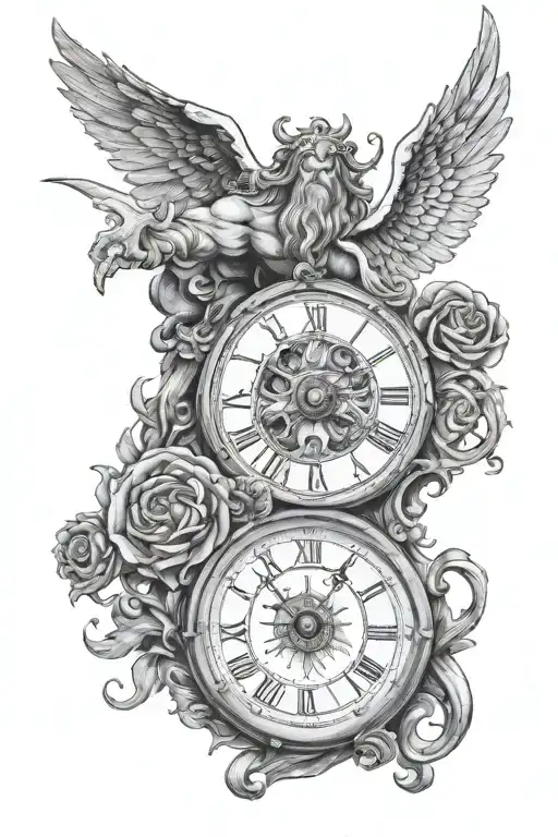 realistic chronos time god tattoo design idea