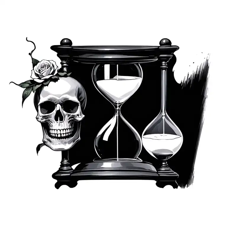 Memento Vivere & Memento Mori hourglass without skull tattoo design idea