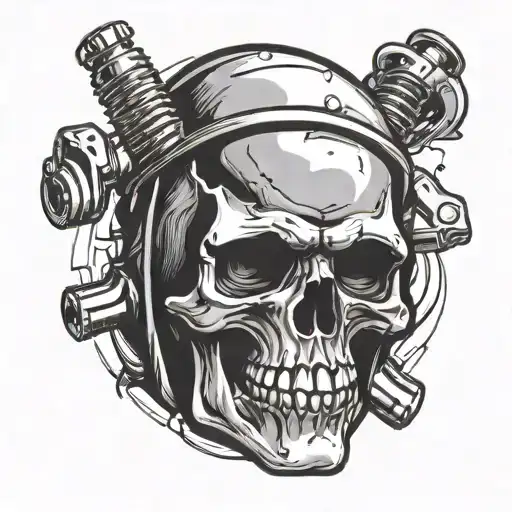 spark plug skull tattoo design idea