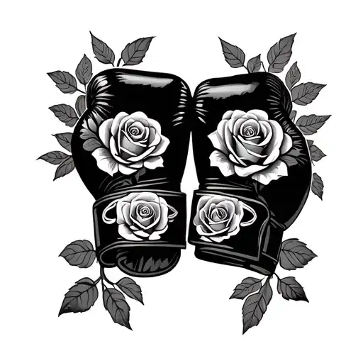 boxing gloves with roses tattoo design idea