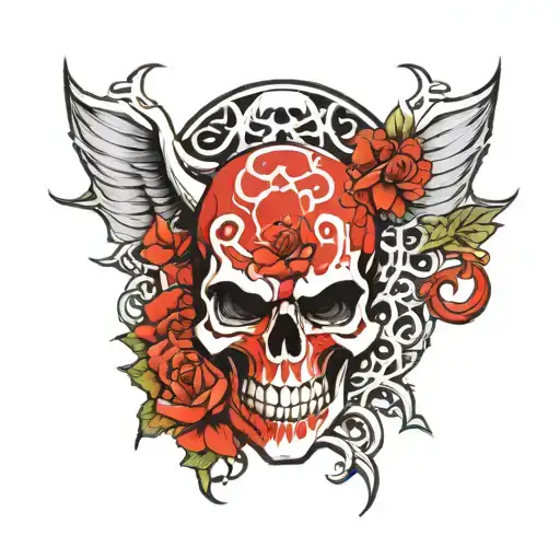 Skull Avenged Sevenfold deathbat logo tattoo design idea