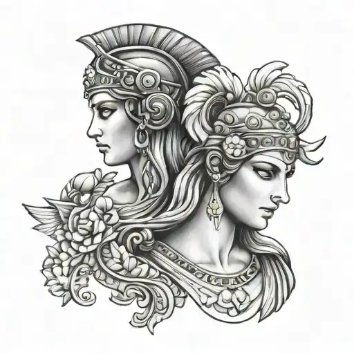 athena greek goddess tattoo design idea