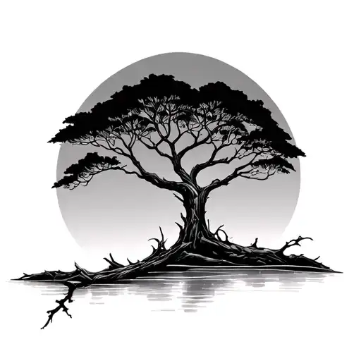 mangrove tree branch tattoo design idea