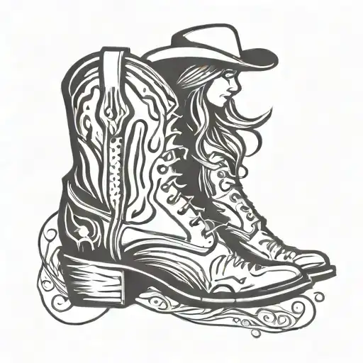 cowgirl country  tattoo design idea