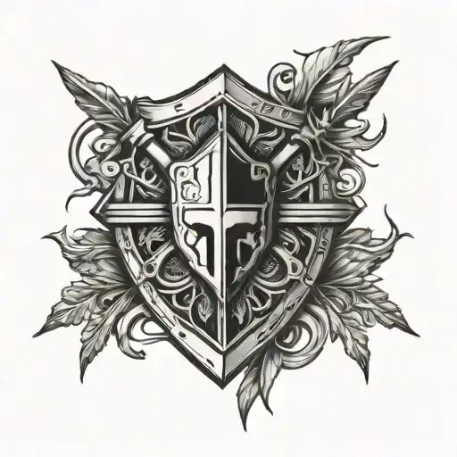 Spartan shield crossed tattoo design idea