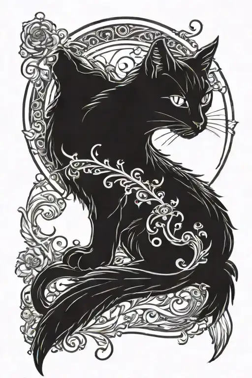 Black cat wiccan tattoo tattoo design idea