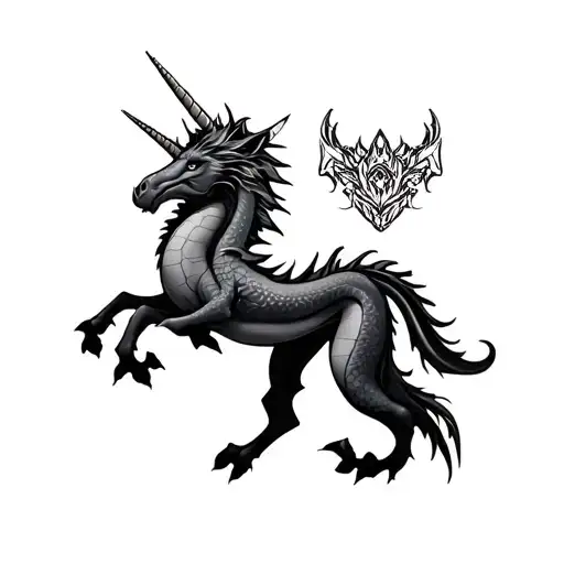 dragon and unicorn tattoo design idea