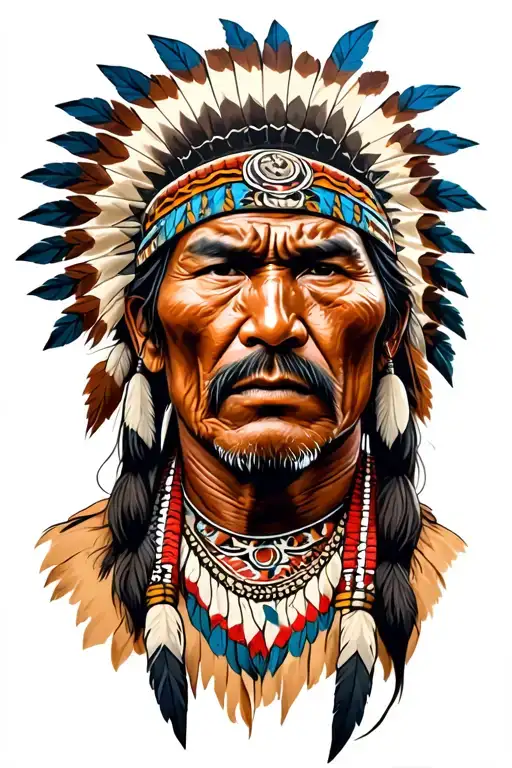 ancient american indian warrior tattoo design idea