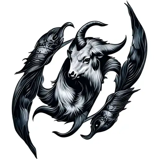 Taurus And Pisces symbol surrounded tattoo design idea