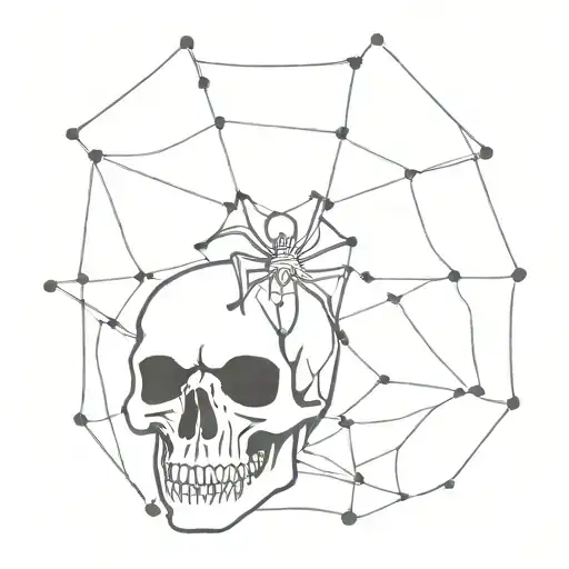 spider wire and skull tattoo design idea