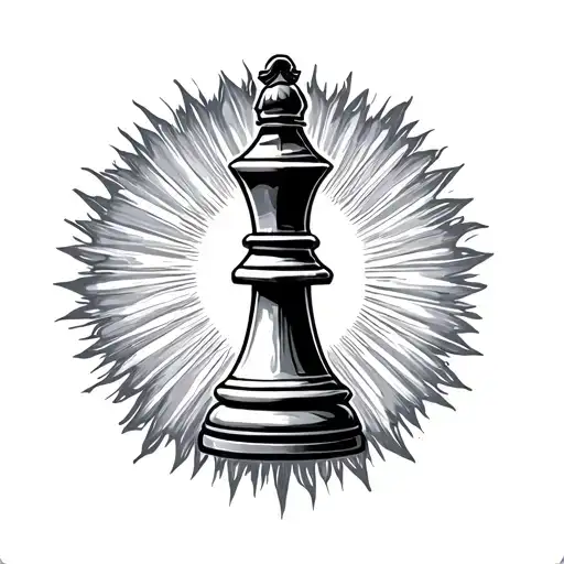 king chess piece with sun behind it tattoo design idea