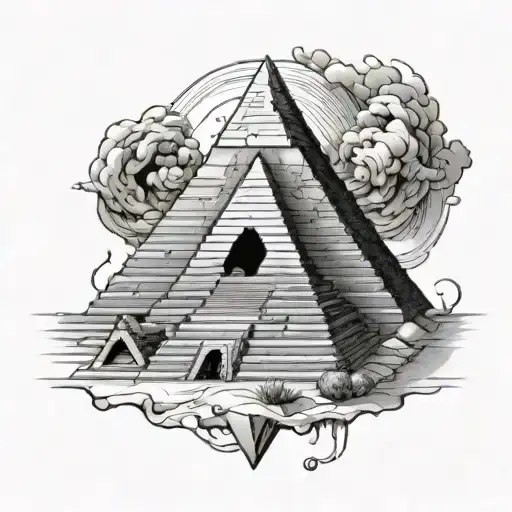 pyramid emerging tattoo design idea
