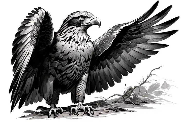 Australian Wedged Tail Eagle perched tattoo design idea