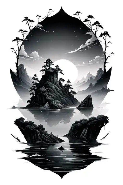 Floating Island tattoo design idea
