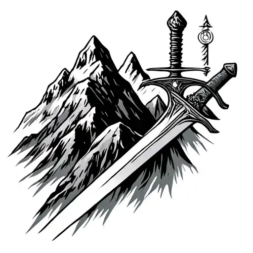 swiss alps with a sword  tattoo design idea