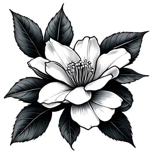 snake apple blossom flower tattoo design idea