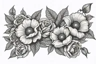 poppy, rose and morning glory flowers tattoo design idea