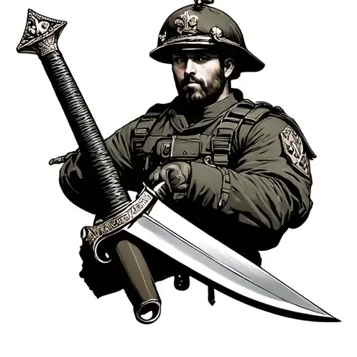royal marines commando dagger combined tattoo design idea