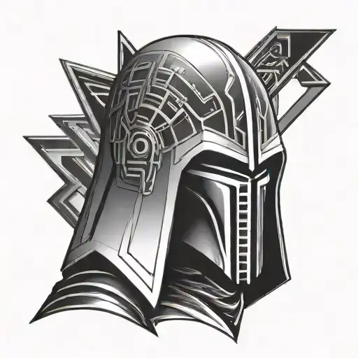 geometric Darth Revan mask tattoo design idea