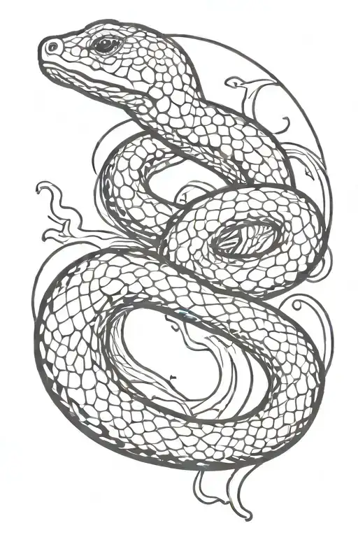 Aquarius and snake  tattoo design idea