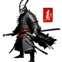 Samurai with skeleton face tattoo design idea