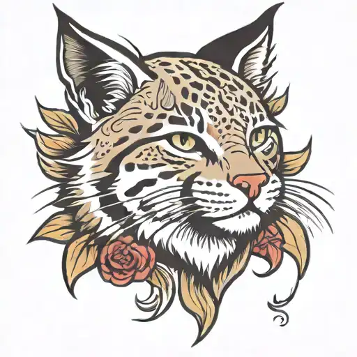 American traditional bobcat tattoo design idea