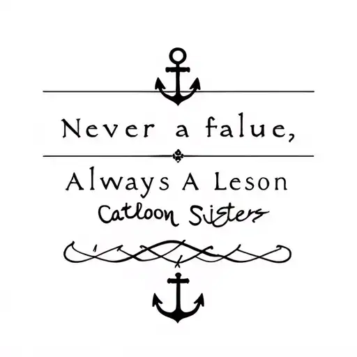Never a Failure, Always A Leson Cattle Sisters Tattoo: Anchor, Libra, Infinity and Law tattoo design idea