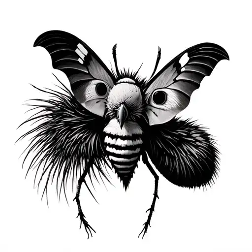 deaths head hawk moth with porcupine puffer tattoo design idea