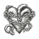human heart with a lock and chain wrapped around it tattoo design idea