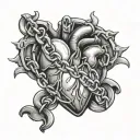 human heart with a lock and chain wrapped around it tattoo design idea