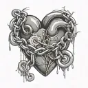 human heart with a lock and chain wrapped around it tattoo design idea
