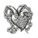 human heart with a lock and chain wrapped around it tattoo design idea