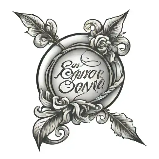 Rare and Revival in cursive writing tattoo design idea
