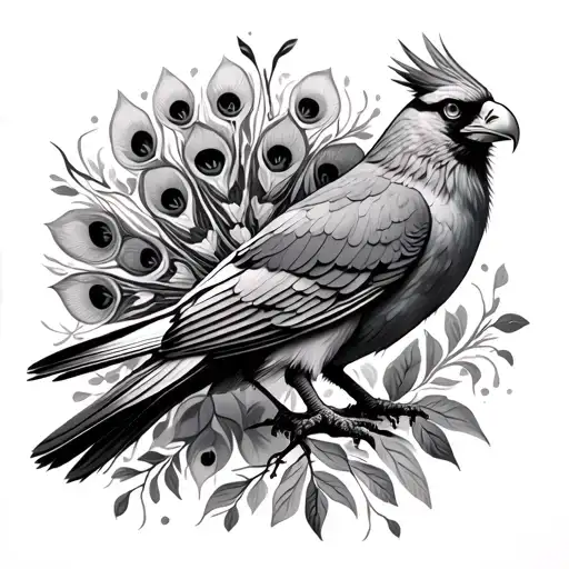 cardinal, eagle, dove, peacock tattoo design idea