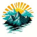 Mountains sun rays clouds tattoo design idea