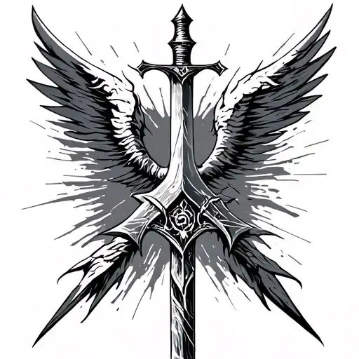 broken sword biblical verse tattoo design idea